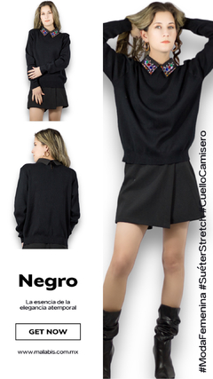 Suéter De Mujer Cuello Camisero Sweater De Dama con Decorado en internet