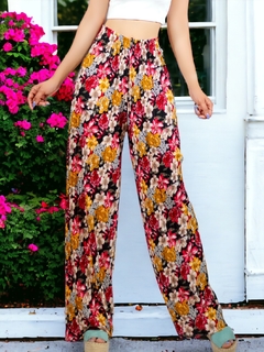 Pantalones de pierna ancha con estampado de Cintura Elástica