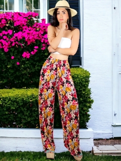 Pantalones de pierna ancha con estampado de Cintura Elástica - comprar en línea