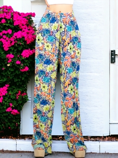 Pantalones de pierna ancha con estampado de Cintura Elástica - MALABIS