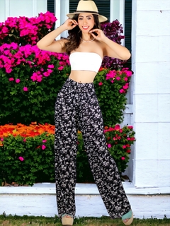 Pantalones de pierna ancha con estampado de Cintura Elástica en internet