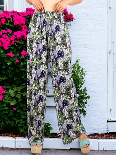 Pantalones de pierna ancha con estampado de Cintura Elástica