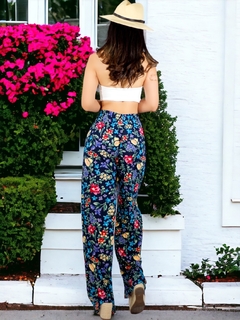 Pantalones de pierna ancha con estampado de Cintura Elástica - tienda en línea
