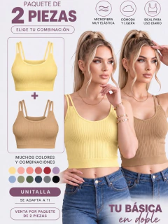 Set 2 Tops De Mujer Deportivo Casual Blusa Croptop Tirantes en internet