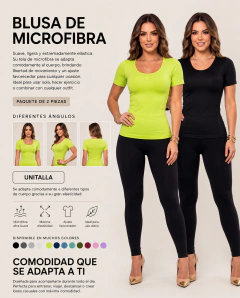 Pack de 2 Blusas de Microfibra para Mujer de Manga Corta con Ajuste Elástico - tienda en línea
