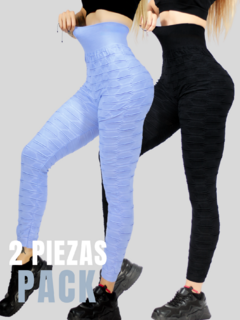 SET DE 2 LEGGING DE DAMA TEXTURIZADO STRETCH MALLAS DEPORTIVAS MALLONES DE MUJER