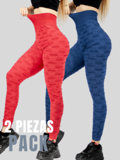 SET DE 2 LEGGING DE DAMA TEXTURIZADO STRETCH MALLAS DEPORTIVAS MALLONES DE MUJER - MALABIS