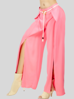 Pantalones palazzo anchos de pierna ancha para mujer, pantalones sólidos con volantes y cinturón decorativo - comprar en línea