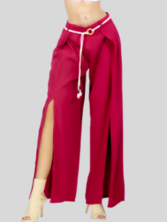 Pantalones palazzo anchos de pierna ancha para mujer, pantalones sólidos con volantes y cinturón decorativo