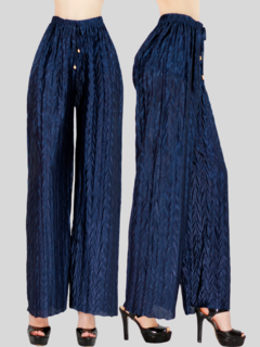 Pantalones de mujer palazzo de pierna ancha, pantalones sólidos con colores metálicos elegantes de dama - MALABIS