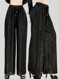Pantalones de mujer palazzo de pierna ancha, pantalones sólidos con colores metálicos elegantes de dama