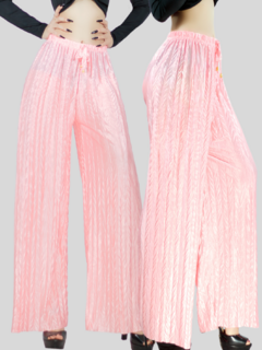 Pantalones de mujer palazzo de pierna ancha, pantalones sólidos con colores metálicos elegantes de dama - comprar en línea