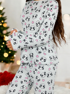 Pijama de Peluche para Mujer Polar FLeece Pantalón y Sudadera Afelpada Calientita