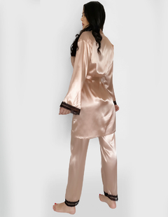 Conjunto Pijama Satin 3 Piezas Pantalón Blusa Camison Mujer - MALABIS