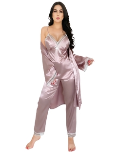 Conjunto Pijama Satin 3 Piezas Pantalón Blusa Camison Mujer en internet