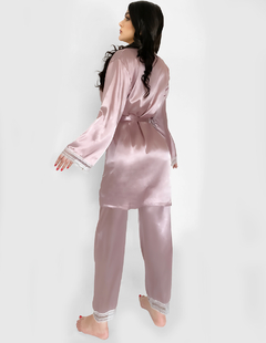 Conjunto Pijama Satin 3 Piezas Pantalón Blusa Camison Mujer - tienda en línea