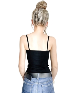 Imagen de Blusa Mujer Texturizada Casual Blusa Negra Crop Top