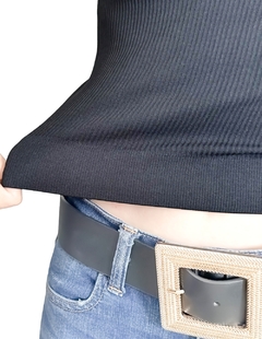 Blusa Mujer Texturizada Casual Blusa Negra Crop Top - comprar en línea