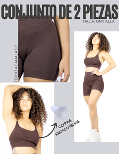 Conjunto Deportivo Mujer Short Biker Top Stretch Fit Push Up