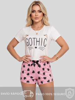 Pijama Mujer 2 Piezas | Playera Estampada y Short | Conjunto Cómodo para Dormir