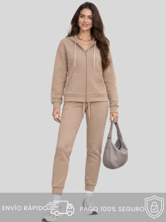 Conjunto Mujer 2 Piezas, Sudadera con Capucha y Pantalón Jogger, Casual Deportivo, Cómodo y Térmico