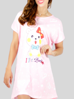Vestido de dormir con estampado Camisón de hombros caídos Sleep Wear Oversized - MALABIS