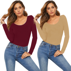 Set 2 Blusas Mujer Manga Larga Interior Térmico - tienda en línea