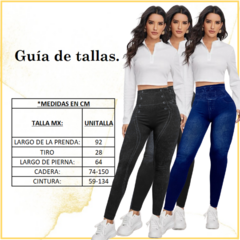 Set 2 Mallones Mujer Mezclilla Stretch Leggins Mayon Mallas Negro y Azul en internet