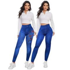 Imagen de Set 2 Mallones Mujer Mezclilla Stretch Leggins Mayon Mallas