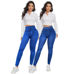 Set 2 Mallones Mujer Mezclilla Stretch Leggins Mayon Mallas - MALABIS
