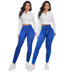 Set 2 Mallones Mujer Mezclilla Stretch Leggins Mayon Mallas