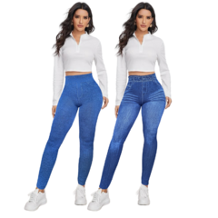 Set 2 Mallones Mujer Mezclilla Stretch Leggins Mayon Mallas