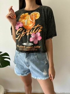 Remera Crop Batik Aperol