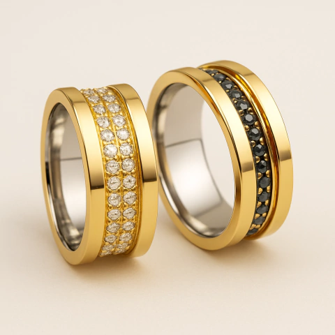 Par de Alianças Estilo Bulgari Bélgica Luxo - Moeda Antiga + GRAVAÇÃO - comprar online