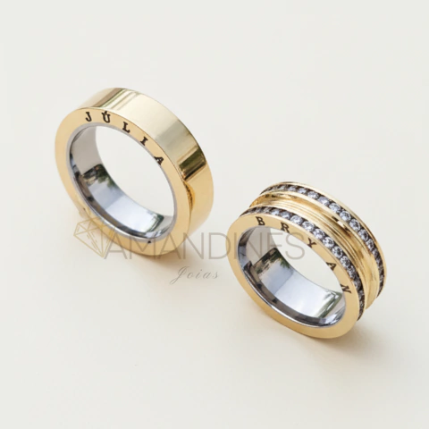 Par de Alianças Roma 7mm estilo Bulgari - Moeda Antiga + Gravação Lateral - comprar online