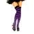 Meia Stocking 5/8 Listrada Roxa e Preta