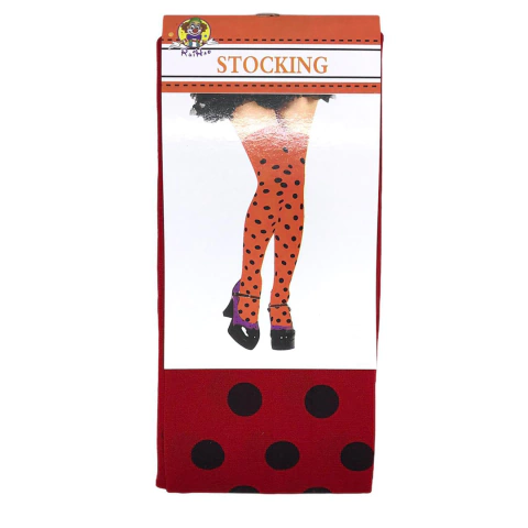 Meia Stocking 5/8 Vermelha Com Bolinha Preta