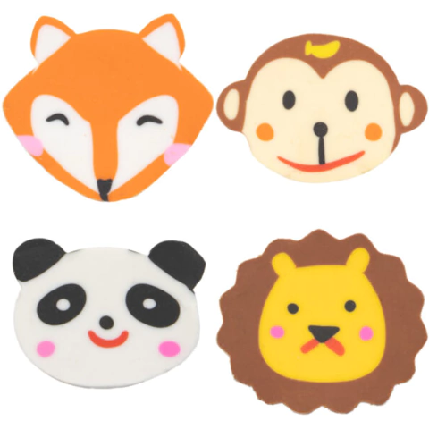 Borracha Ponteira De Lápis Divertida Animais - 4 Unidades