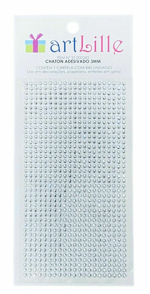 Chaton Adesivado 3mm Cartela 840 Unidades - Prata - comprar online