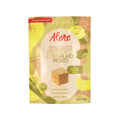 biscoito proteico com alho poro 55g alere