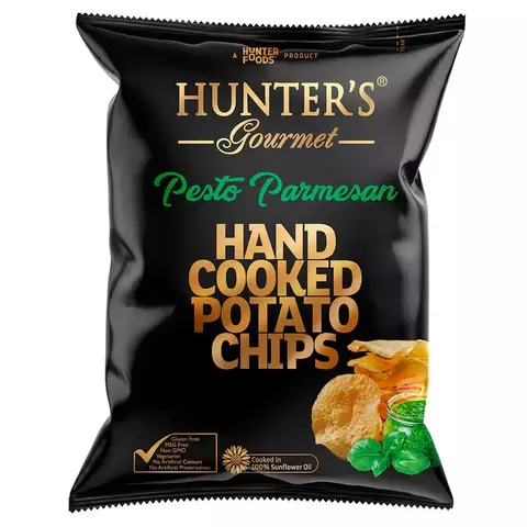 batata frita chips sabor pesto parmesão hunters gourmet 125g