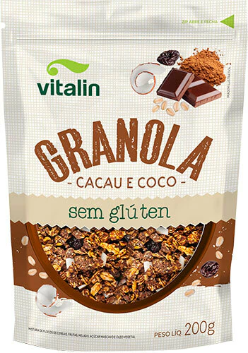 vitalin granola cacau/coco s/g 200g