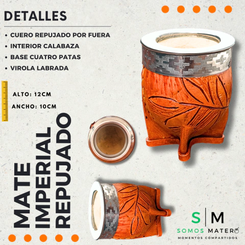 Mate Imperial Cuero Repujado Calabaza Interior - comprar online