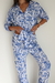 Pijama camisero modal flores celeste - tienda online