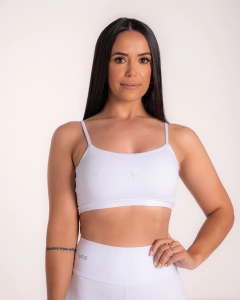 Conjunto feminino fitness básico calça e top - branco - comprar online