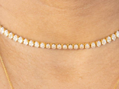 Choker Riviera Zircônia Navete Cristal 32cm - Banho Ouro 18k na internet