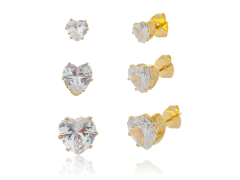 Brinco Ponto de Luz Zircônia Coração - Cristal na internet