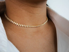 Choker Riviera Zircônia Navete Cristal 32cm - Banho Ouro 18k - comprar online