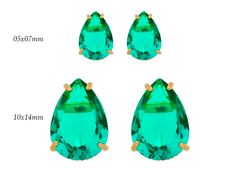 Brinco Zircônia Gota Turmalina - Banho Ouro 18k na internet