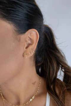 Brinco Coração Vazado Diamantado